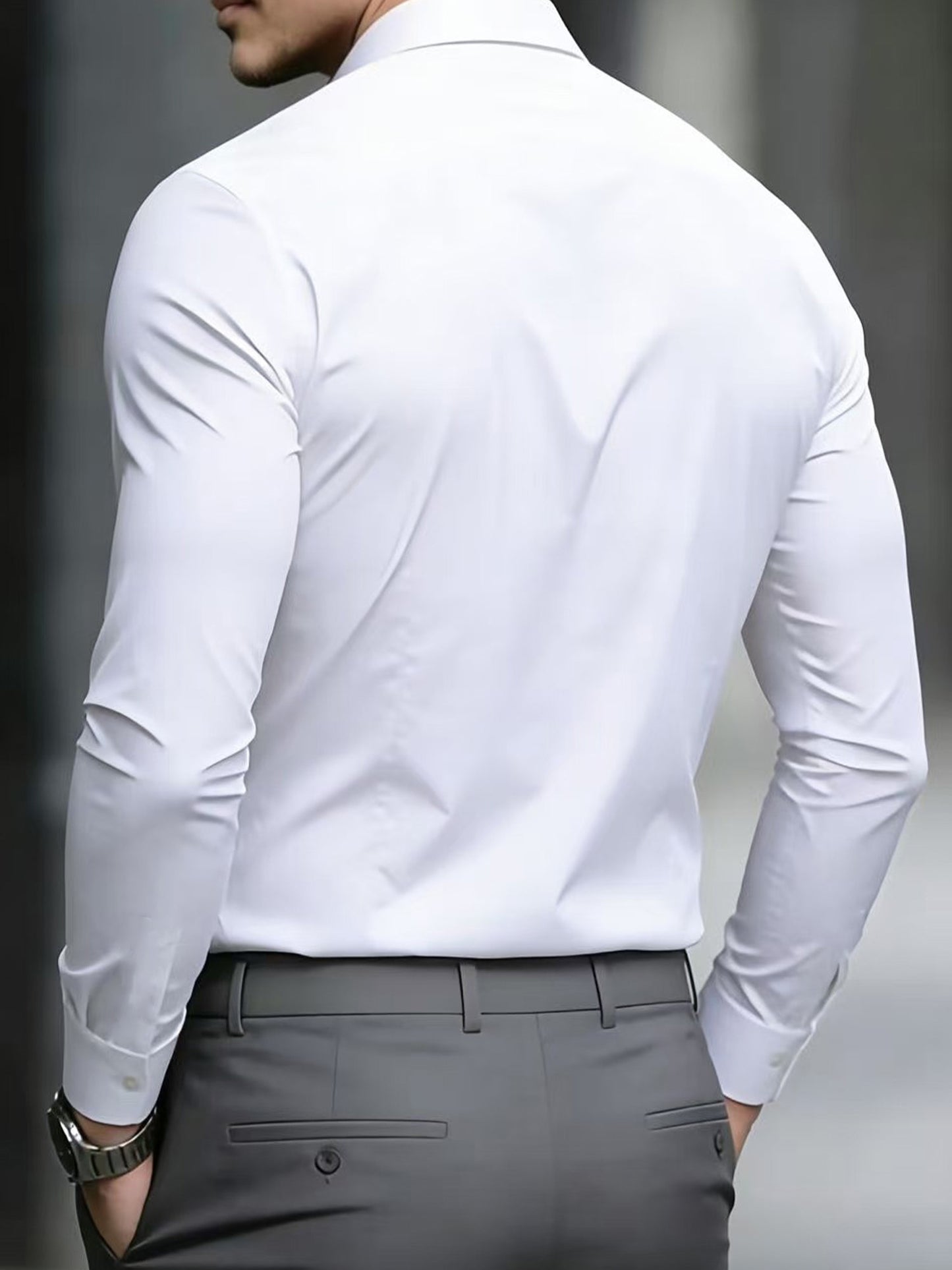 Men's Casual Long Sleeve Business Shirt for Spring and Fall
