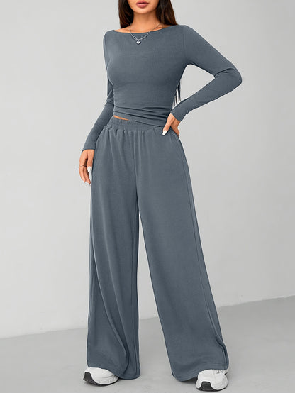 Relaxed Fit Women's Flared Pants Two-Piece Fashion Irregular Home Set