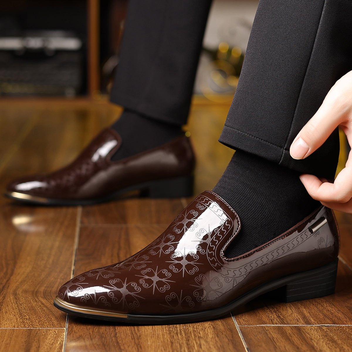 Men's Business Casual Loafers, Slip-On PU Leather Dress Shoes