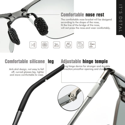 Polarized Photochromic Stainless Steel Sunglasses for Men & Women