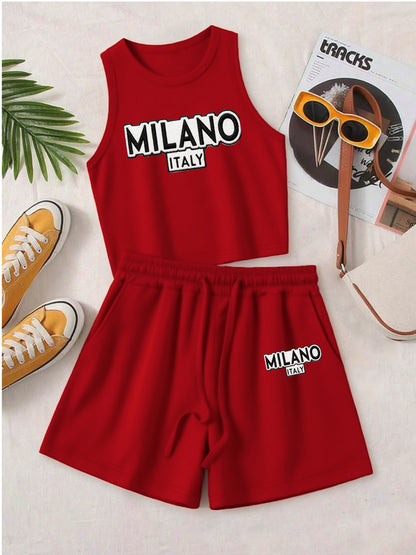 Casual Women's Two-Piece Set with Printed Top & Shorts