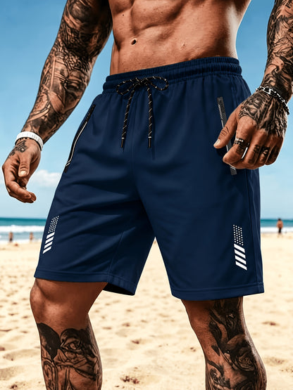 Men's Lightweight Casual Summer Beach Shorts with Drawstring