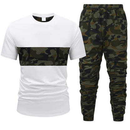 Men'S Camouflage Short Sleeve T-Shirt & Pants Set - Breathable, Quick-Dry Knit Fabric, Casual Style, Regular Fit, Ideal for Outdoor Activities, Hiking, and Fishing, Outdoor Clothing | Casual Style | Comfortable Fit