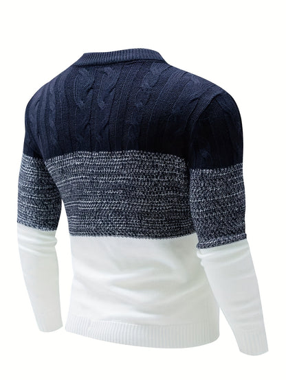 Men's Color Block Patchwork Round Neck Casual Fabric Pullover
