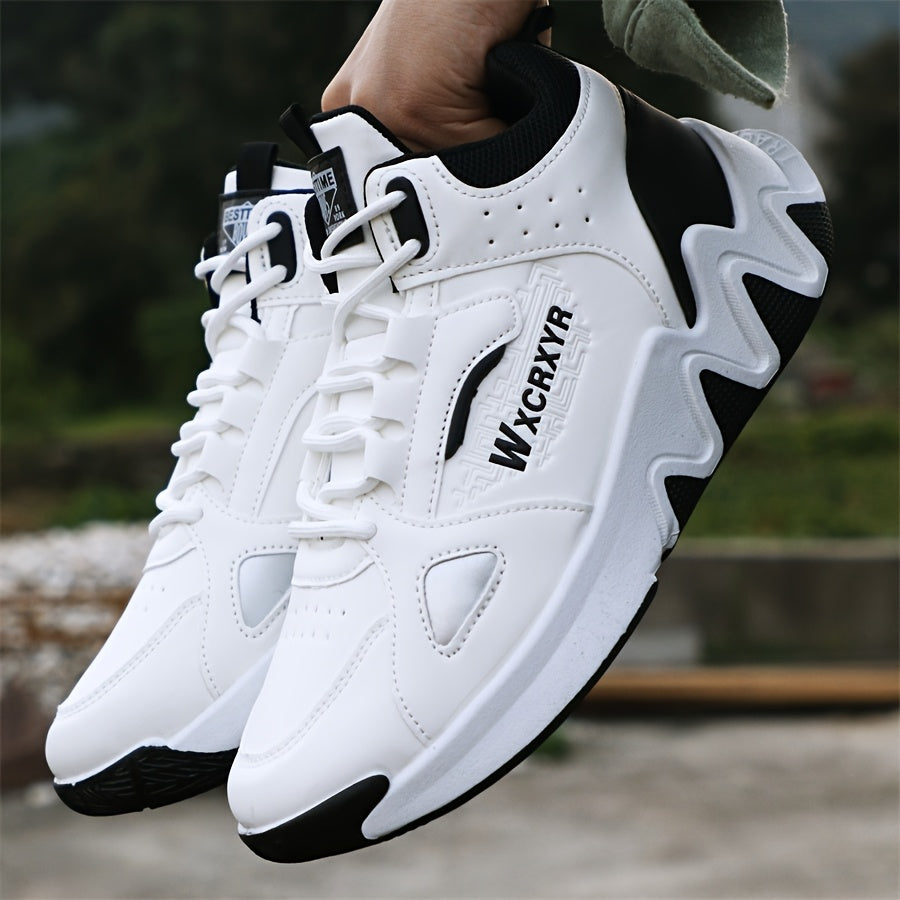 Men'S Stylish High-Top Sneakers with "WOD" Logo - Comfortable, Non-Slip Lace-Up Athletic Shoes for Outdoor Activities, All-Season Wear, Casual Sports Style, Rubber Sole, Fabric Upper, Casual Athletic Shoes   Stylish High Top