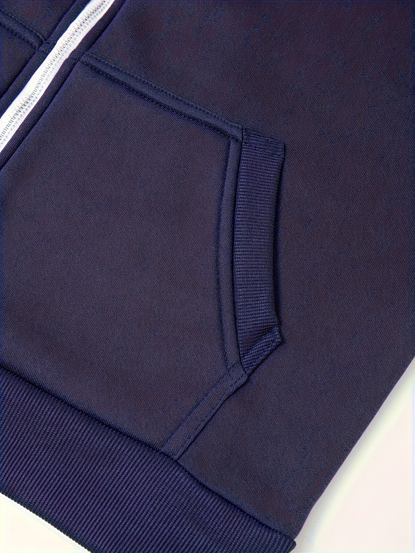 Men'S Navy Blue Hooded Zip-Up Sweatshirt - Casual Long Sleeve Pullover with Front Pockets, Soft Polyester Fabric, Perfect for Fall/Winter, Everyday Comfort Apparel|Hooded Sweatshirt|Zippered Hoodie