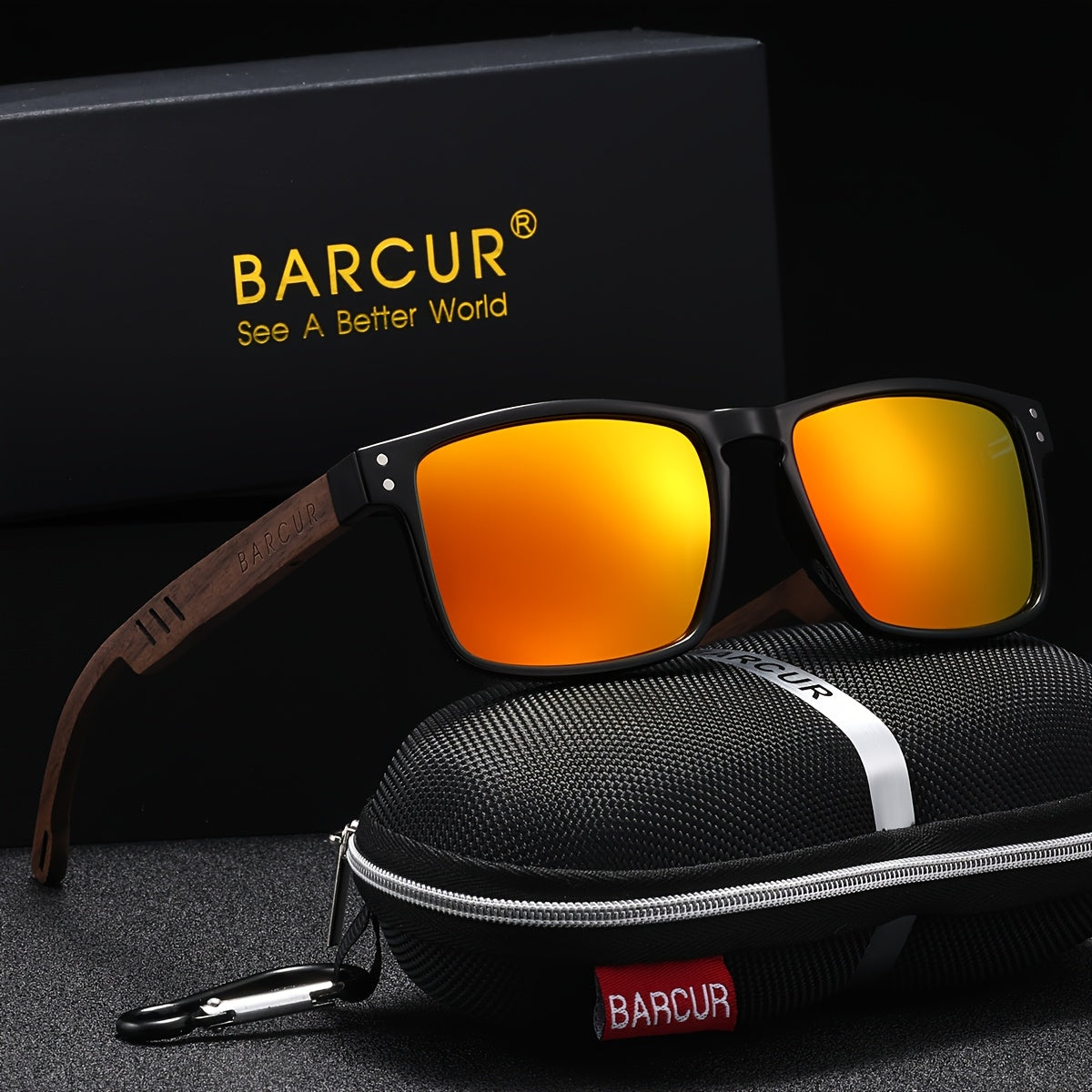 BARCUR Polarized Vintage Wood Sunglasses for Men & Women