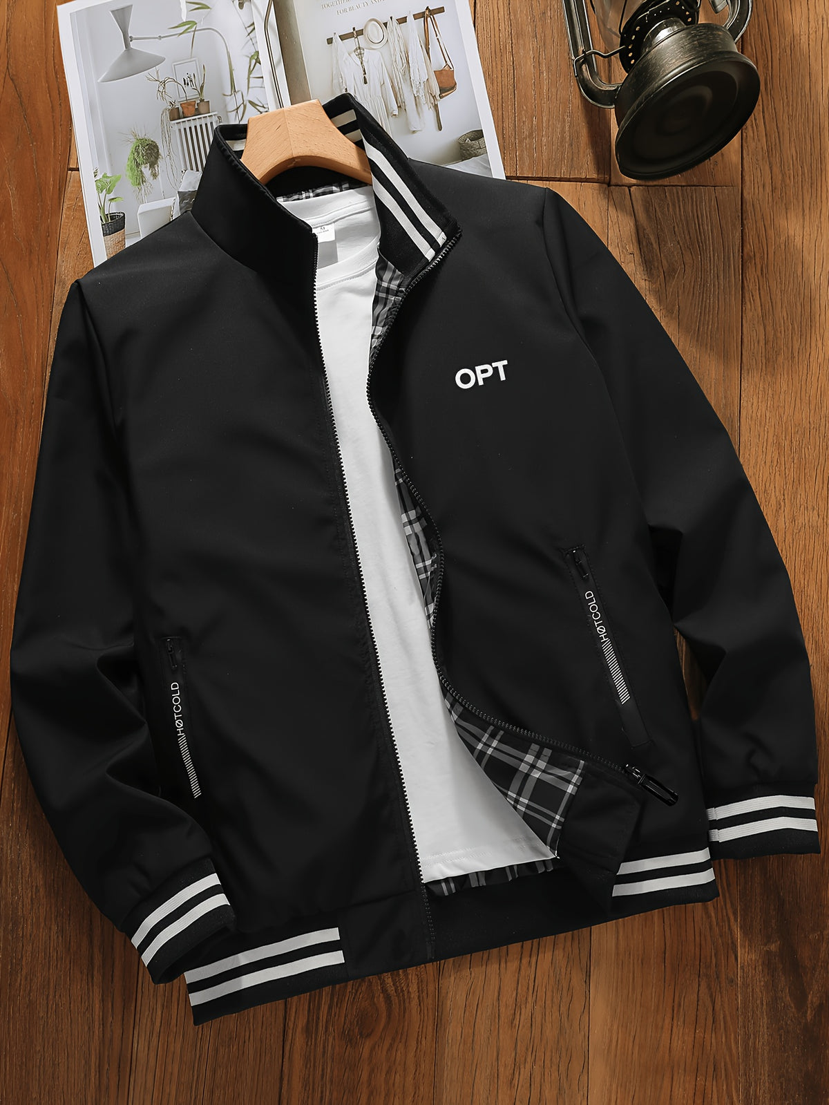 Men's Spring/Fall Stand Collar Jacket with Ribbed Hem