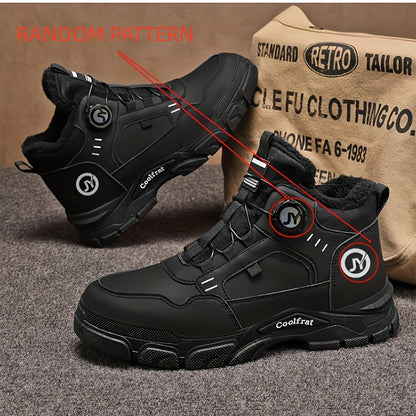 Men'S Winter High-Top Boots - Thick Warm Lace-Up Ankle Boots with Rubber Sole, Non-Slip Traction, Brown/ Color Options - Cold Weather Shoes for Everyday & Formal, Winter Boots, Formal Footwear, Retro Style, Durable Constructi