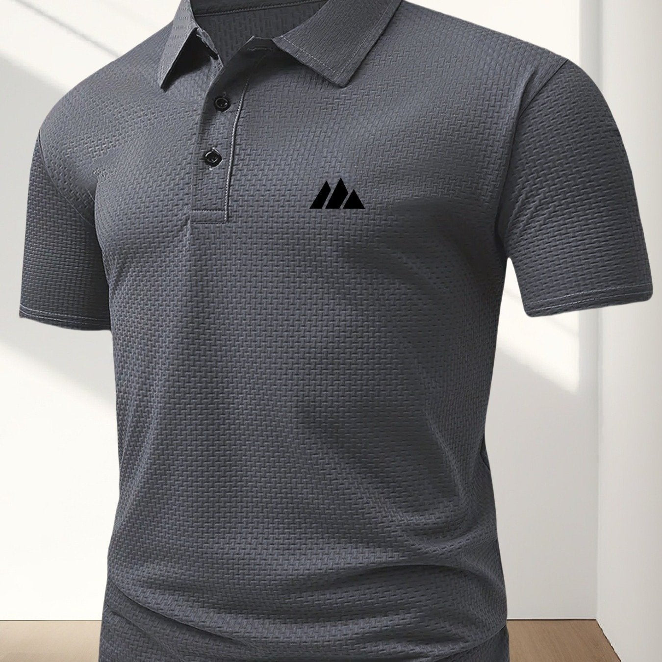 FS1128 Style Men'S Jacquard Polo Shirt with Unique Print Patterns, Casual Short Sleeves, Summer Fashion, Breathable Embossed Top, a Perfect Gift - ayq