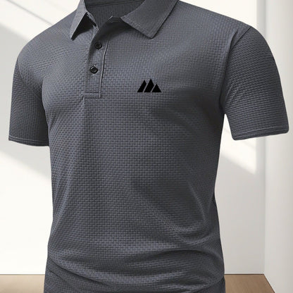 FS1128 Style Men'S Jacquard Polo Shirt with Unique Print Patterns, Casual Short Sleeves, Summer Fashion, Breathable Embossed Top, a Perfect Gift - ayq