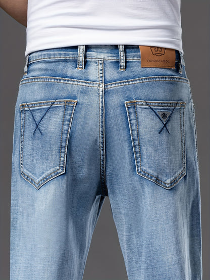 Geng Yuanshi High-End Summer Men's Jeans New Trend Fashion Straight-Leg Light Business Stretch Denim Pants