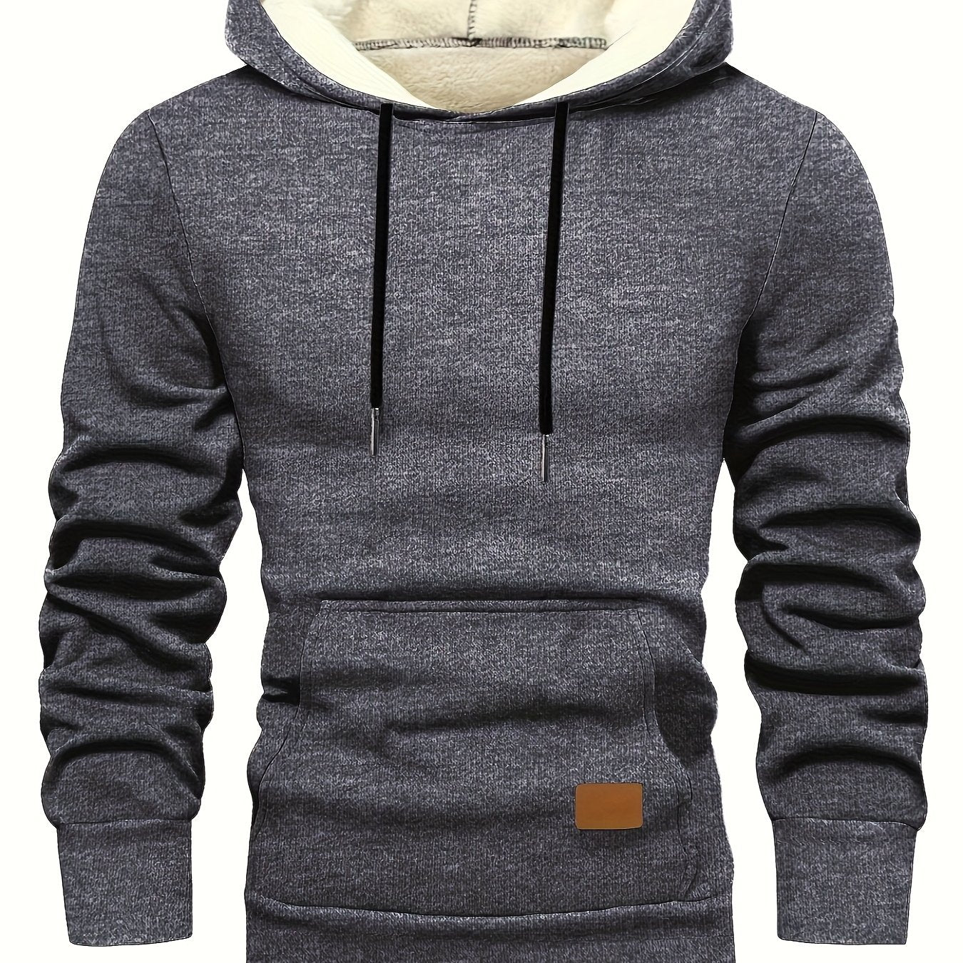 Men'S Heavyweight Hoodie - Thermal Pullover Sweatshirt with Hood, Non-Stretch Fabric, Front Zipper Closure - Winter Warmth for Everyday & Formal Outfits - Black/Gray, Winter Hoodie, Casual Wear, Cozy Clothing, Fleece Lined Ho