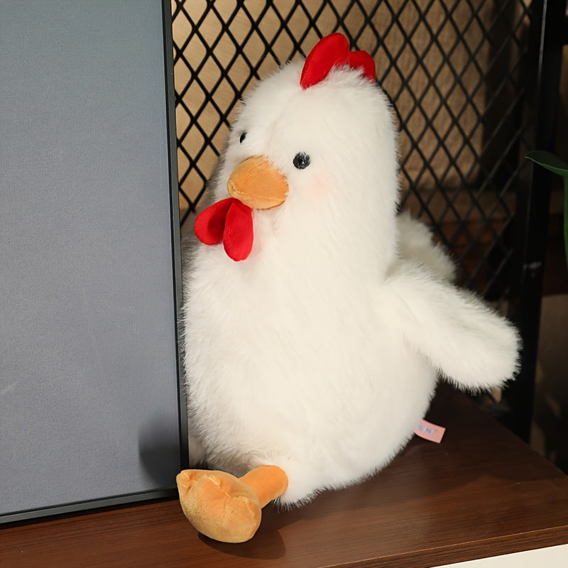 30Cm/11.81In Cute Chicken Plush Toy Soft Stuffed Animal Realistic Rooster Doll Comfortable Home Decor Plush Gift for Birthdays And Christmas
