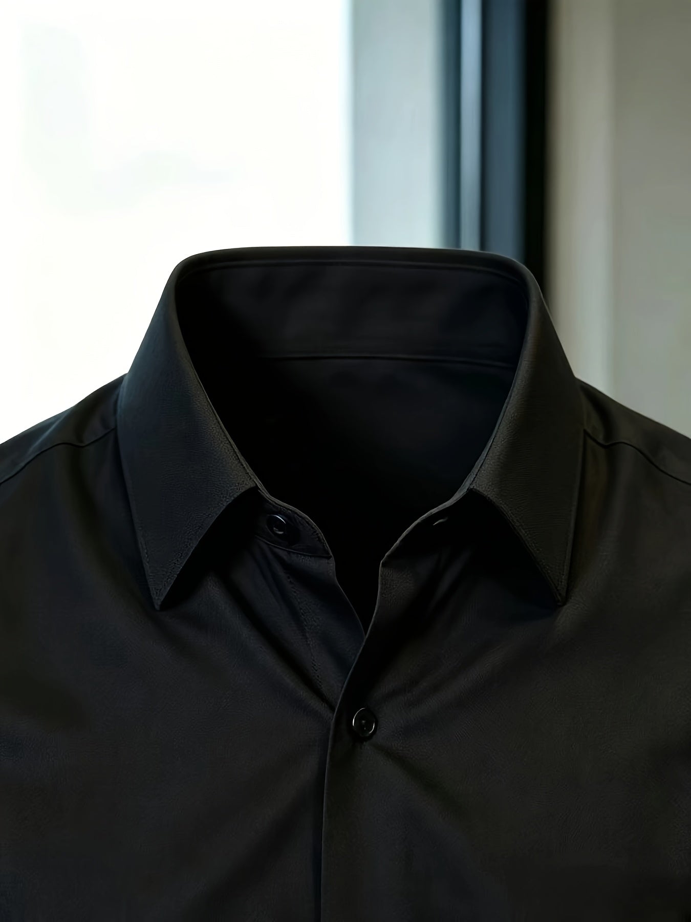 Men's Long Sleeve Business Shirt, Lightweight Breathable Polyester