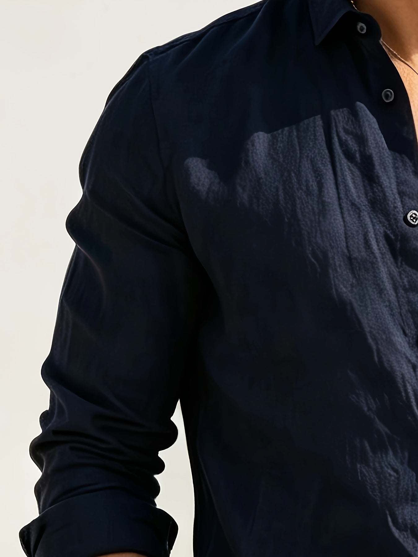 Men's Lightweight Long-Sleeve Casual Cotton Blend Shirt