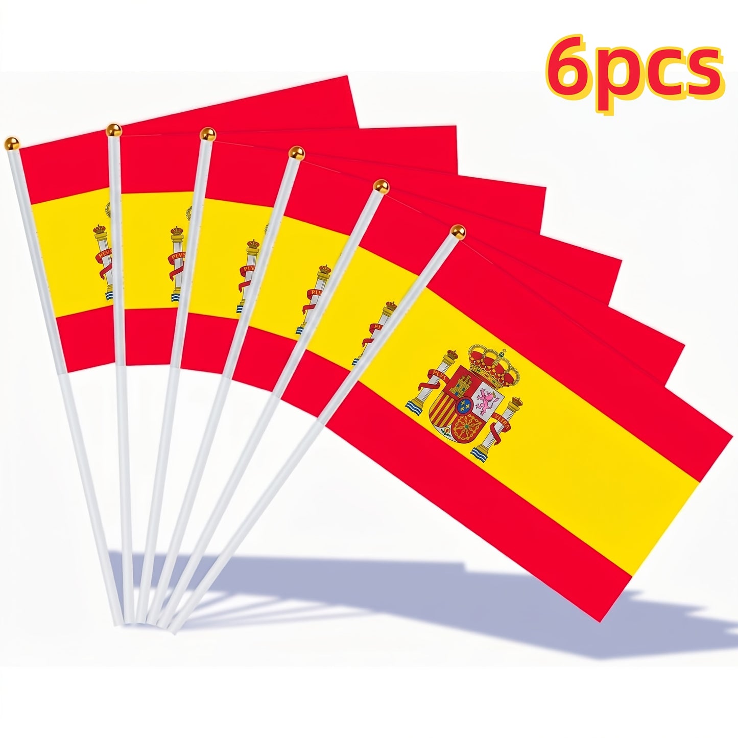 Spanish Handheld Flags 6 or 12-Pack for Sports & Party Decor