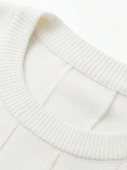 Men'S Slim-Fit Vertical Stripe Crew Neck Knit Short Sleeve T-Shirt | Breathable, Skin-Friendly Fabric, Ideal for Casual and Business Occasions, Versatile Layering Piece - ayq