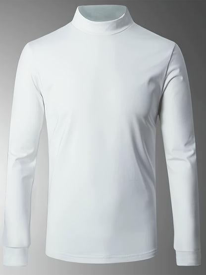 Men's Spring/Autumn Semi-High Neck Simple Outdoor Versatile Long Sleeve T-Shirt