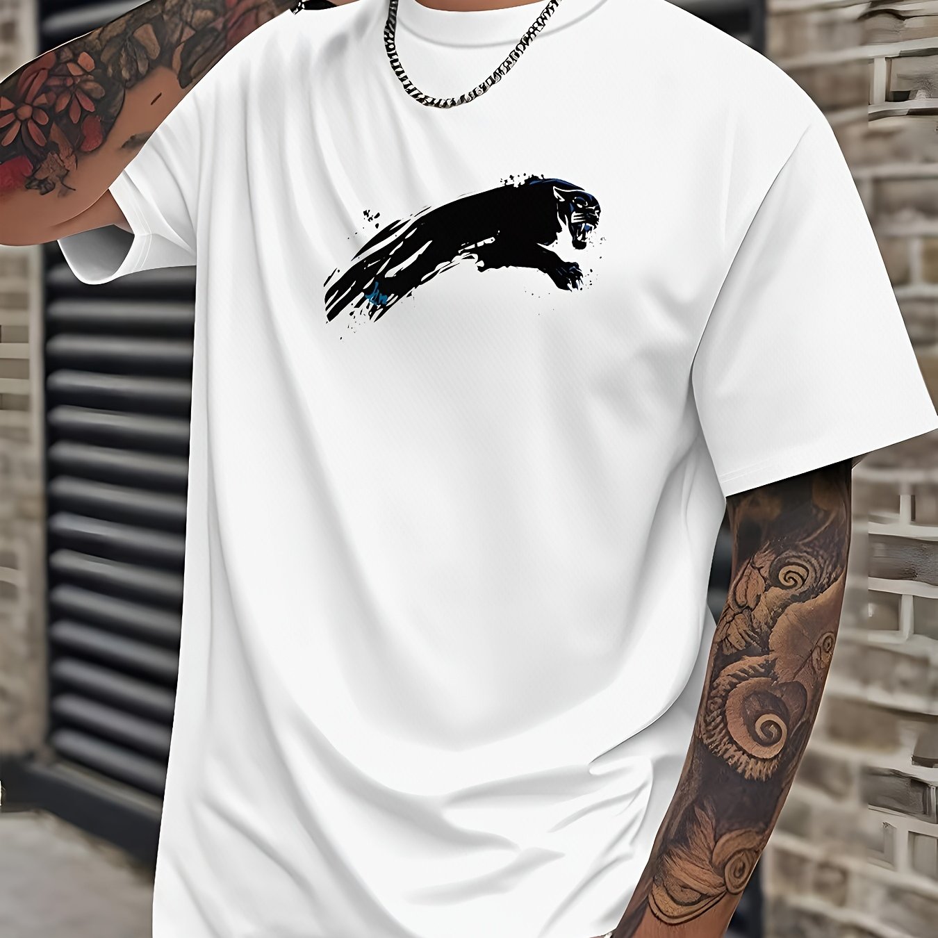 Men'S Bold Black Graphic T-Shirt - Lightweight Everyday Casual Tee for Sports  Formal Events - Breathable Round Neck Shirt - Easy-Care Everyday Essential Top, Sports Friendly Apparel, Modern Casualwear, Comfortable Fit, Stre