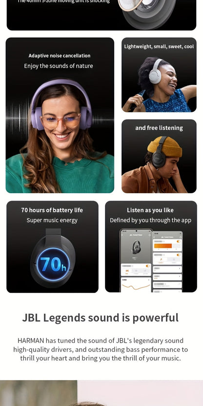 JBL TUNE770NC Wireless Noise Canceling Headphones, Active Noise Cancellation Gaming and Computer Headset for General Use, Sports, Running, Outdoor, Study, High-Quality Earphones with Built-in Microphone
