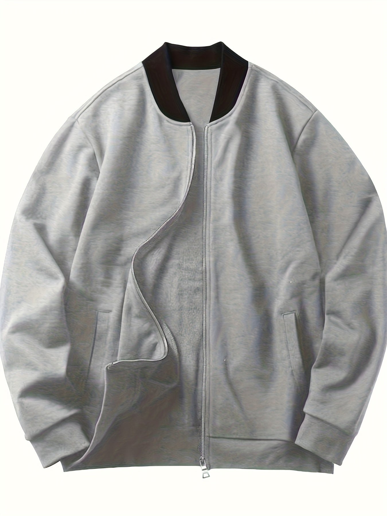 Men's Lightweight Stand Collar Jacket - Olive Green Softshell Zipper Jacket with Pockets, Regular Fit for Spring/Fall Hiking & Casual Outdoor Wear, Hiking Accessories