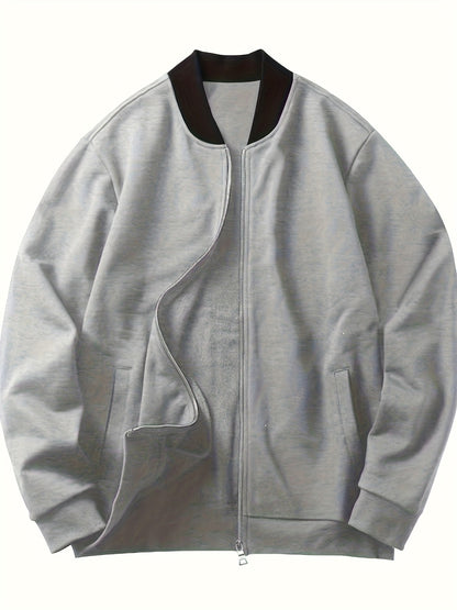 Men's Lightweight Stand Collar Jacket - Olive Green Softshell Zipper Jacket with Pockets, Regular Fit for Spring/Fall Hiking & Casual Outdoor Wear, Hiking Accessories