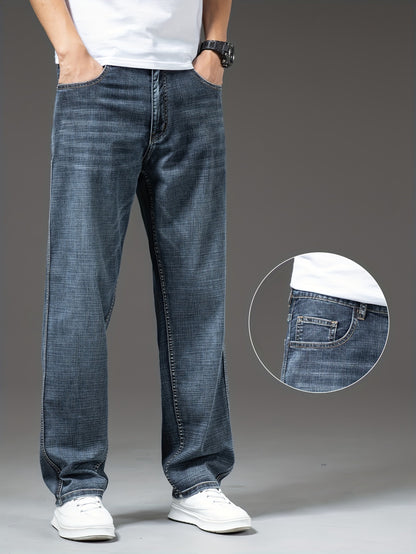 Geng Yuanshi High-End Summer Men's Jeans New Trend Fashion Straight-Leg Light Business Stretch Denim Pants