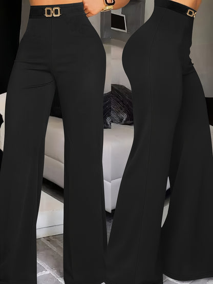 Women's Wide-Leg Belted Trousers - Casual Comfortable Pants