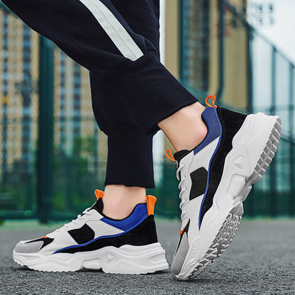 Men's casual sports shoes, thick-soled multi-color block Men's casual shoes, low-top street fashion breathable mesh shoes, suitable for daily leisure, running, jogging and other outdoor activities