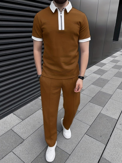 Men's Casual Two-Piece Set - Stretch Comfort Fabric - Suitable for Spring/Autumn Seasons - ayq