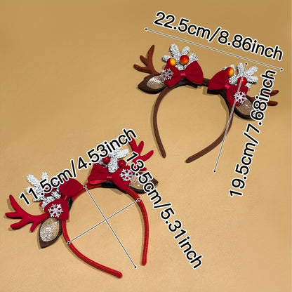 1pc Women's Christmas Antler Headband with Bow - Sweet Cute Deer Antlers Hair for Xmas Party Outfits, Winter Hair & Holiday Gift for & Ladies ( & s) - Festive Hairpiece for Christmas Photos & Events, Year-R