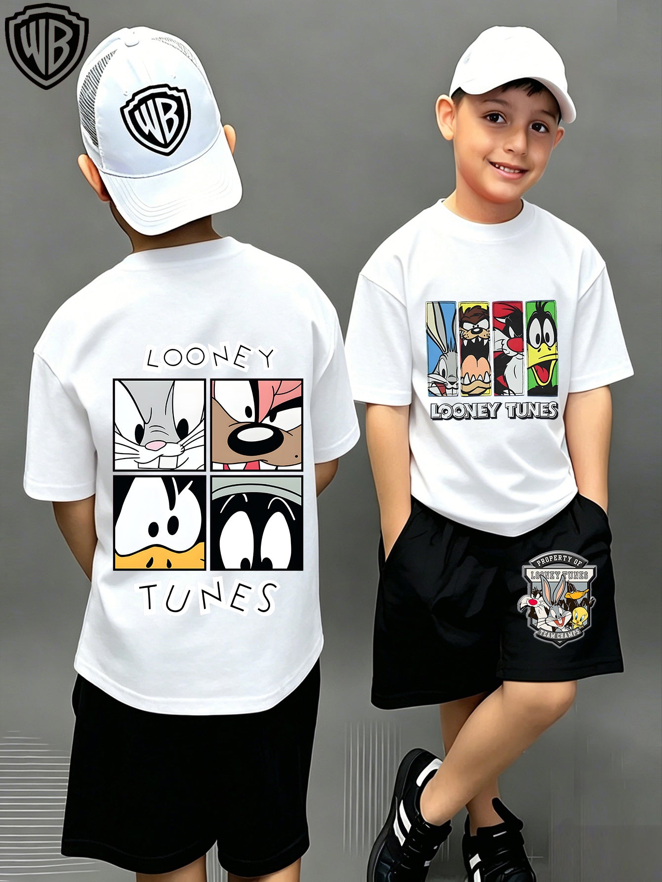 Unisex Cotton Looney Tunes T-Shirt & Shorts Set for Kids