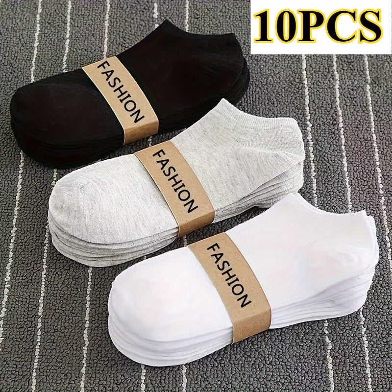 Men's 10-Pack Breathable Ankle Socks, Lightweight & Sweat-Resistant