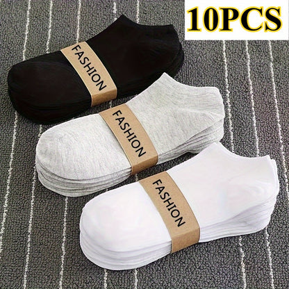 Men's 10-Pack Breathable Ankle Socks, Lightweight & Sweat-Resistant