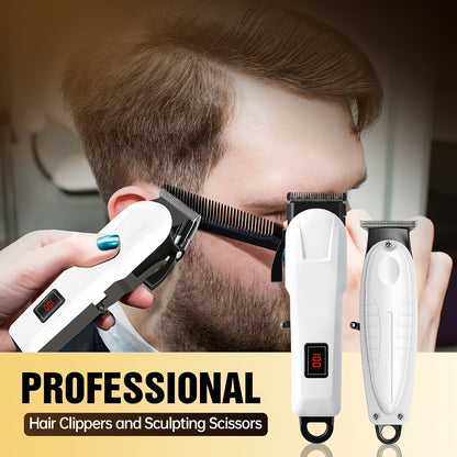 2pcs/3pcs Men's Electric Hair Clipper Set & Beard Trimmer Set. Home-use electric hair clipper + sculpting trimmer + reciprocating shaver. Haircutting, shaving, sculpting, and sideburn trimming. Christmas gift. for home, car, - ayq