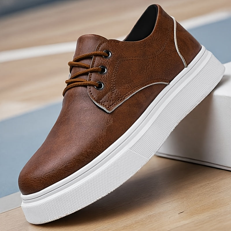 Plus-Size Men's Low-Top Skate Sneakers, Casual PU Shoes