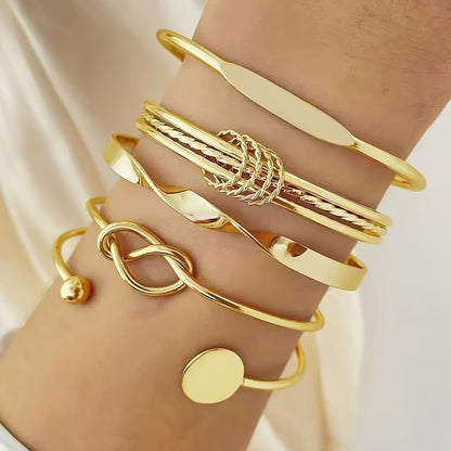 Adjustable Elegant Golden Ladies Bracelet Set of 5