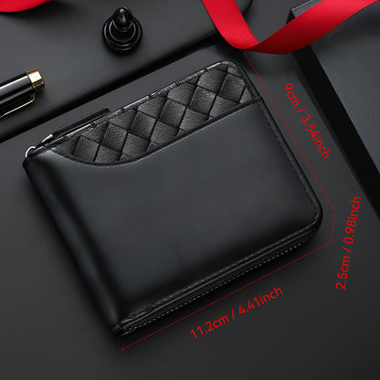 Luxury Faux Leather Wallet for Men | Crocodile Pattern, Embossed Top, Smooth Black, Zip Closure, Multiple Card Slots, Large Capacity, Stitched Design - Perfect Gift for Father, Husband, Brother