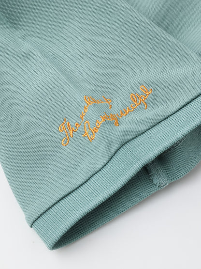 Men's Turn- Collar 95% Cotton 5 Spandex Embroidered T-Sshirt Short Sleeve Comfortable Breathability - ayq