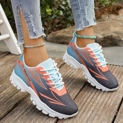 Women'S Breathable Lightweight Walking Shoes - Neon Green  Black Striped Design, Lace-Up Sneakers with EVA Cushioned Sole for All-Season Comfort, Casual Outdoor Footwear, Ladies Sneakers, Modern Striped Design, Synthetic Fau
