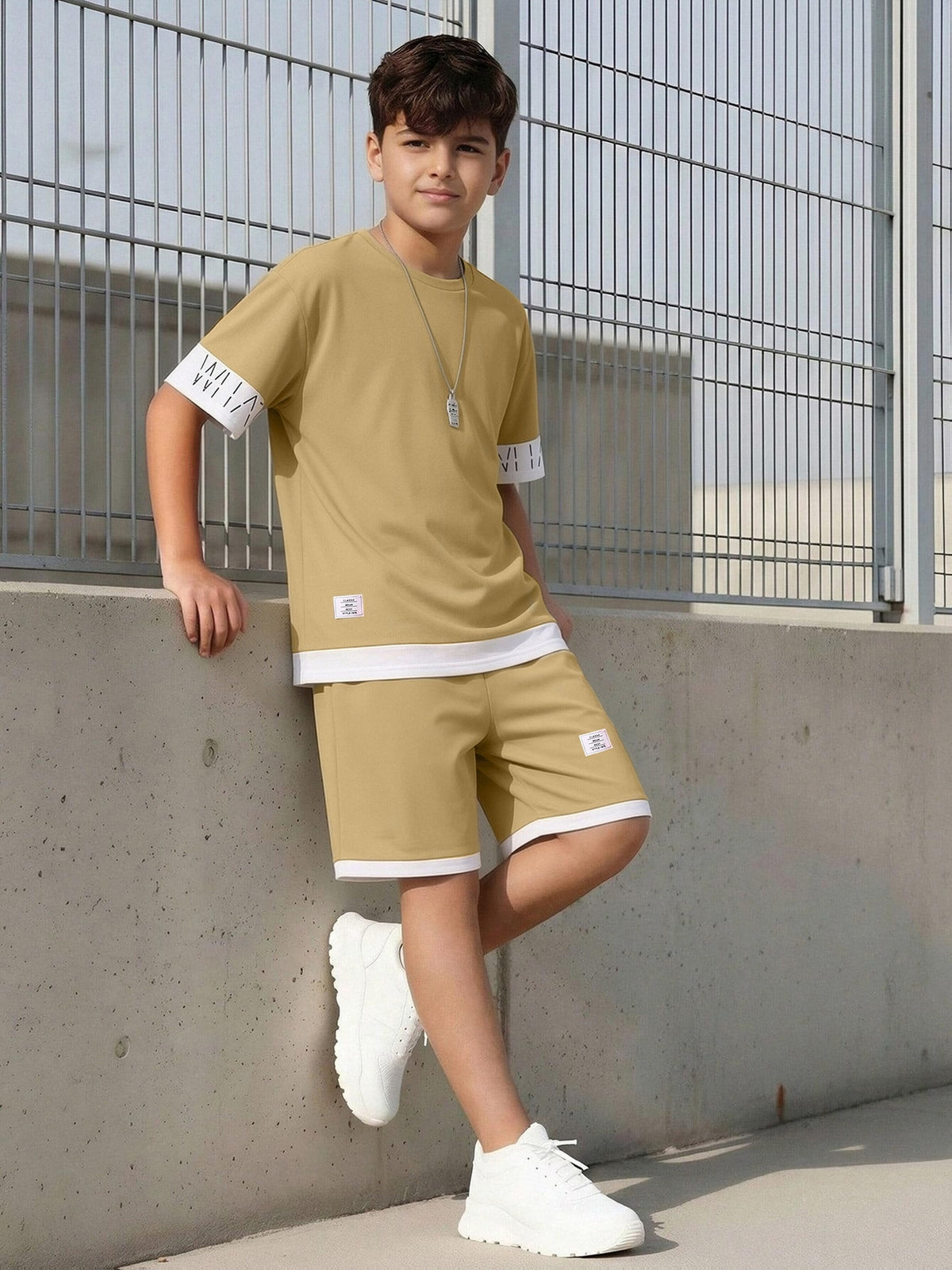 Teen Boys Summer Casual Athletic 2-Piece Set with Letter Print