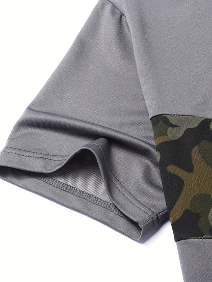 Men'S Camouflage Short Sleeve T-Shirt & Pants Set - Breathable, Quick-Dry Knit Fabric, Casual Style, Regular Fit, Ideal for Outdoor Activities, Hiking, and Fishing, Outdoor Clothing | Casual Style | Comfortable Fit