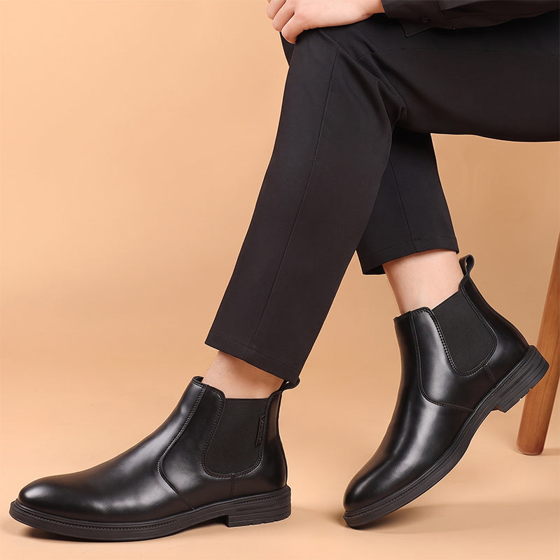 Men's Autumn/Winter Denim High-Top Ankle Boots, Black PU