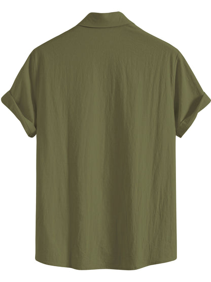 Men's Summer Cotton Shirt and Shorts Set - Casual Outdoor Wear