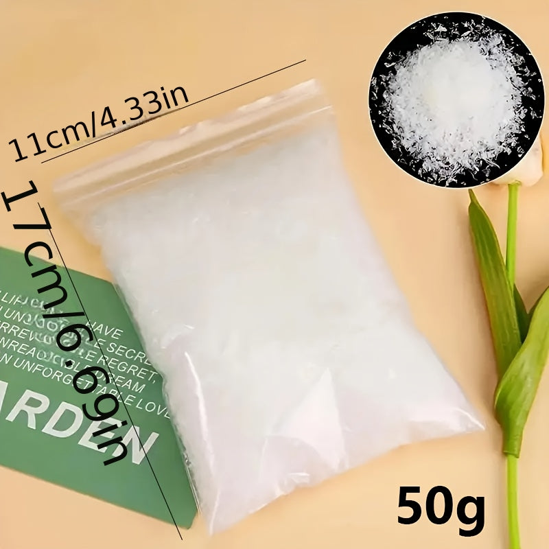 50g Artificial Snowflake Packaging - Perfect for Christmas, Valentine'S Day and New Year Decorations | No Power Required, Classic Style Plastic Snow Powder, Creates Atmosphere for Festivals and Themed Parties, Christmas Decor