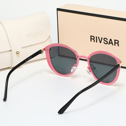 Unisex Cat Eye Polarized Sunglasses Lightweight Metal Frame