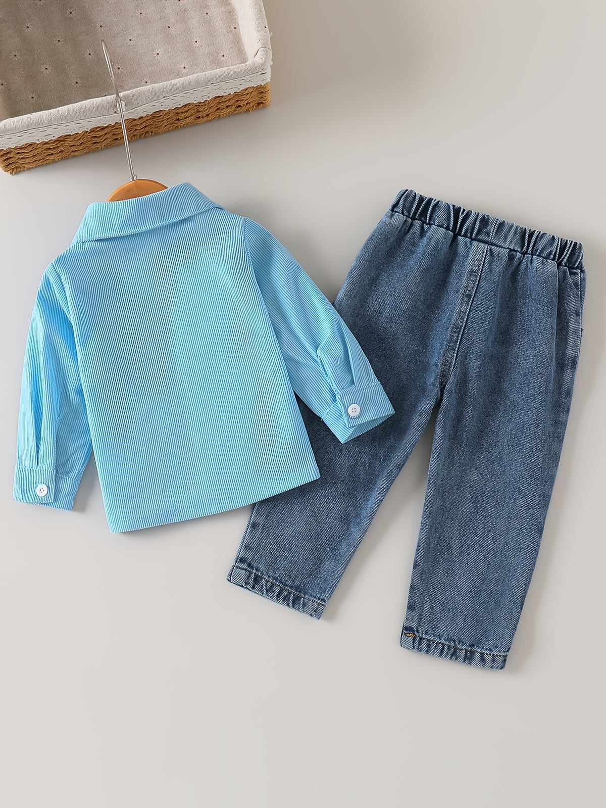 Boys' Cotton Blend Shirt and Jeans Set for Fall/Winter - ayq