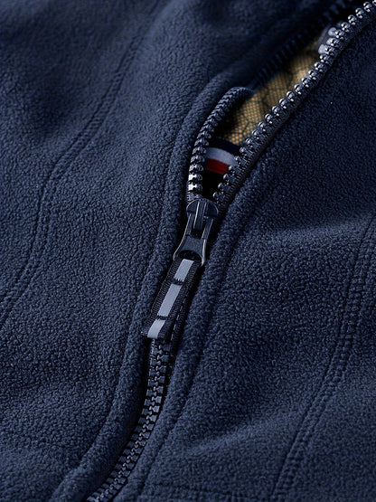 Men's Warm Stand Collar Cardigan Jacket, Honeycomb Heat-Retaining Graphite Lining, Thermal Insulation, Warmer Upper Body, Quality Men's Wear, Warm Lining, Carbon Fiber Technology - Full-Zip Winter Coat, Full-Length Zipper, Ma