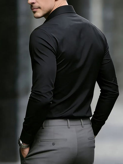 Men's Casual Long Sleeve Business Shirt for Spring and Fall